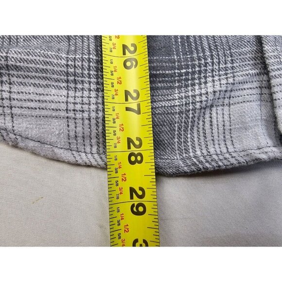RSQ Size Small Mens Gray Checl Long Sleeve Cotton Blend Two Pocket Flannel Shirt - Picture 7 of 9